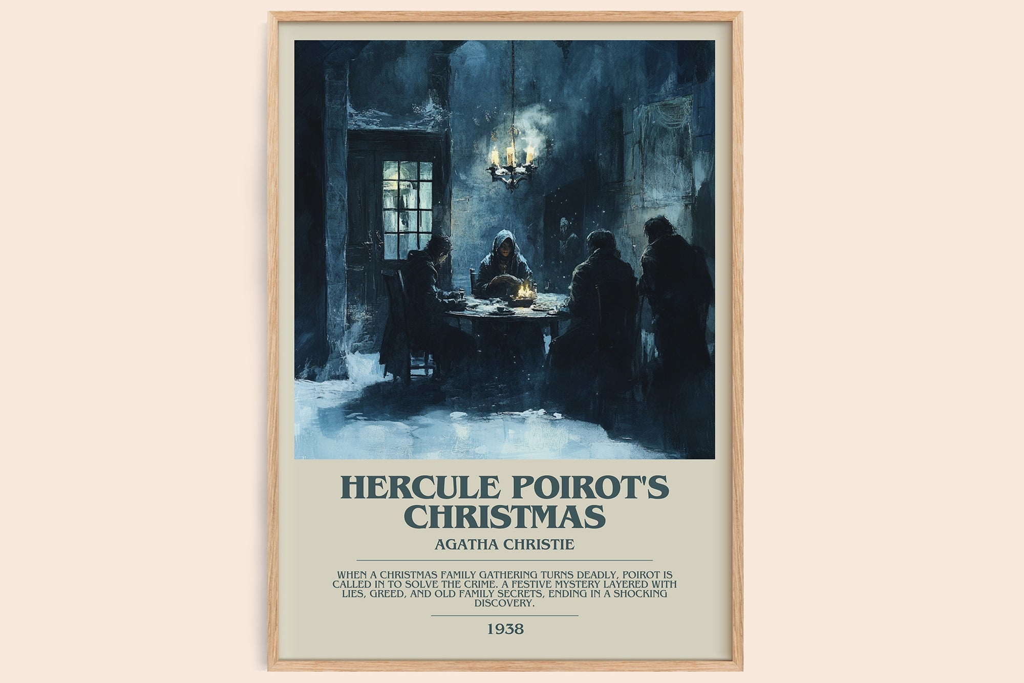 Hercule Poirot's Christmas bookish book poster by Agatha Christie – framed literary art print
