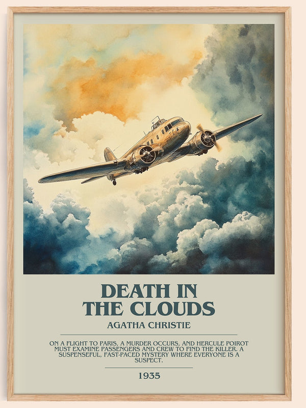 Death in the Clouds bookish book poster by Agatha Christie – framed literary art print