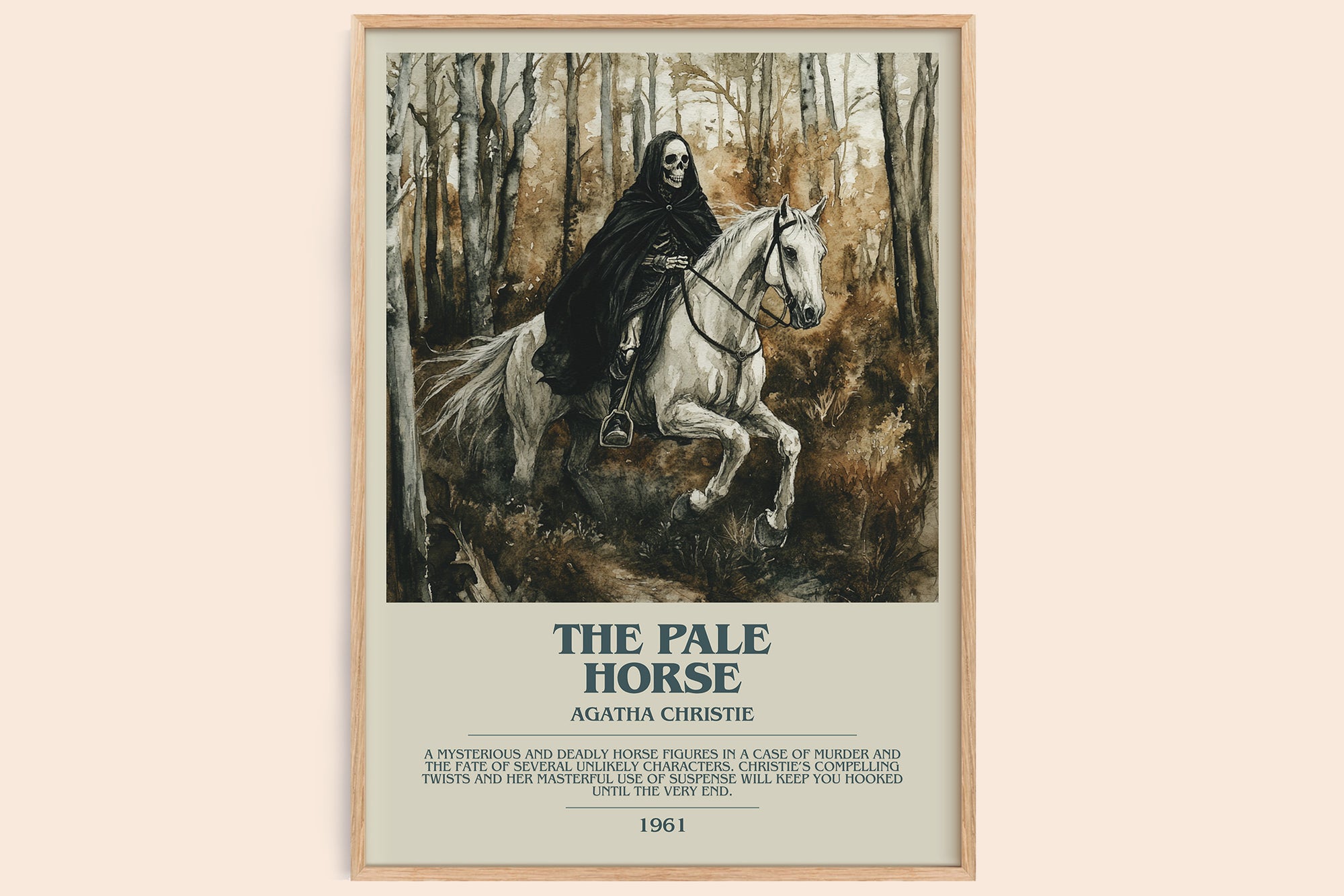 The Pale Horse bookish book poster by Agatha Christie – framed literary art print