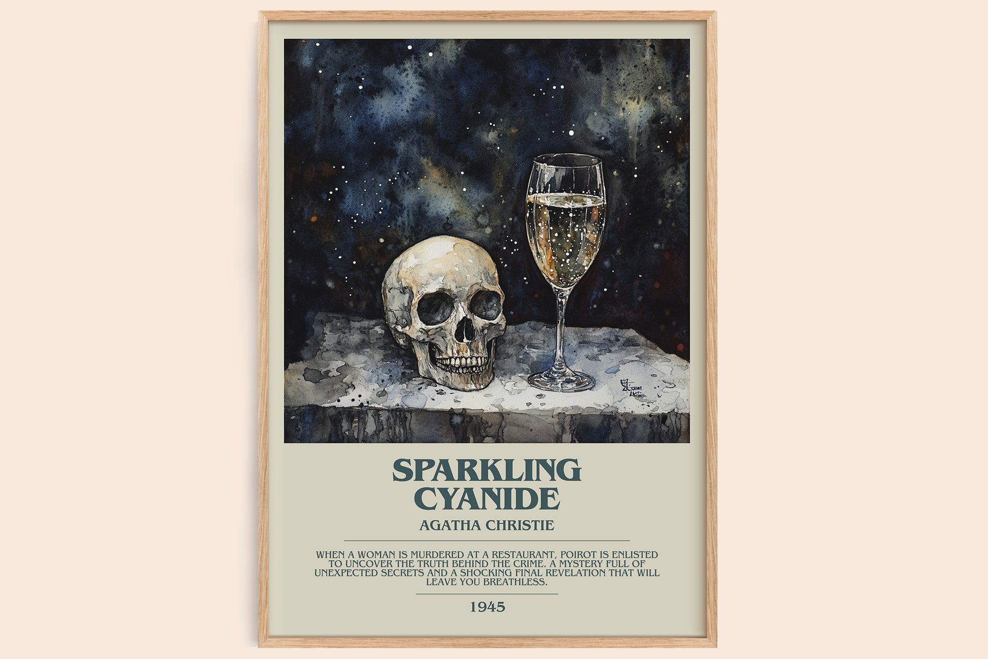 Sparkling Cyanide bookish book poster by Agatha Christie – framed literary art print