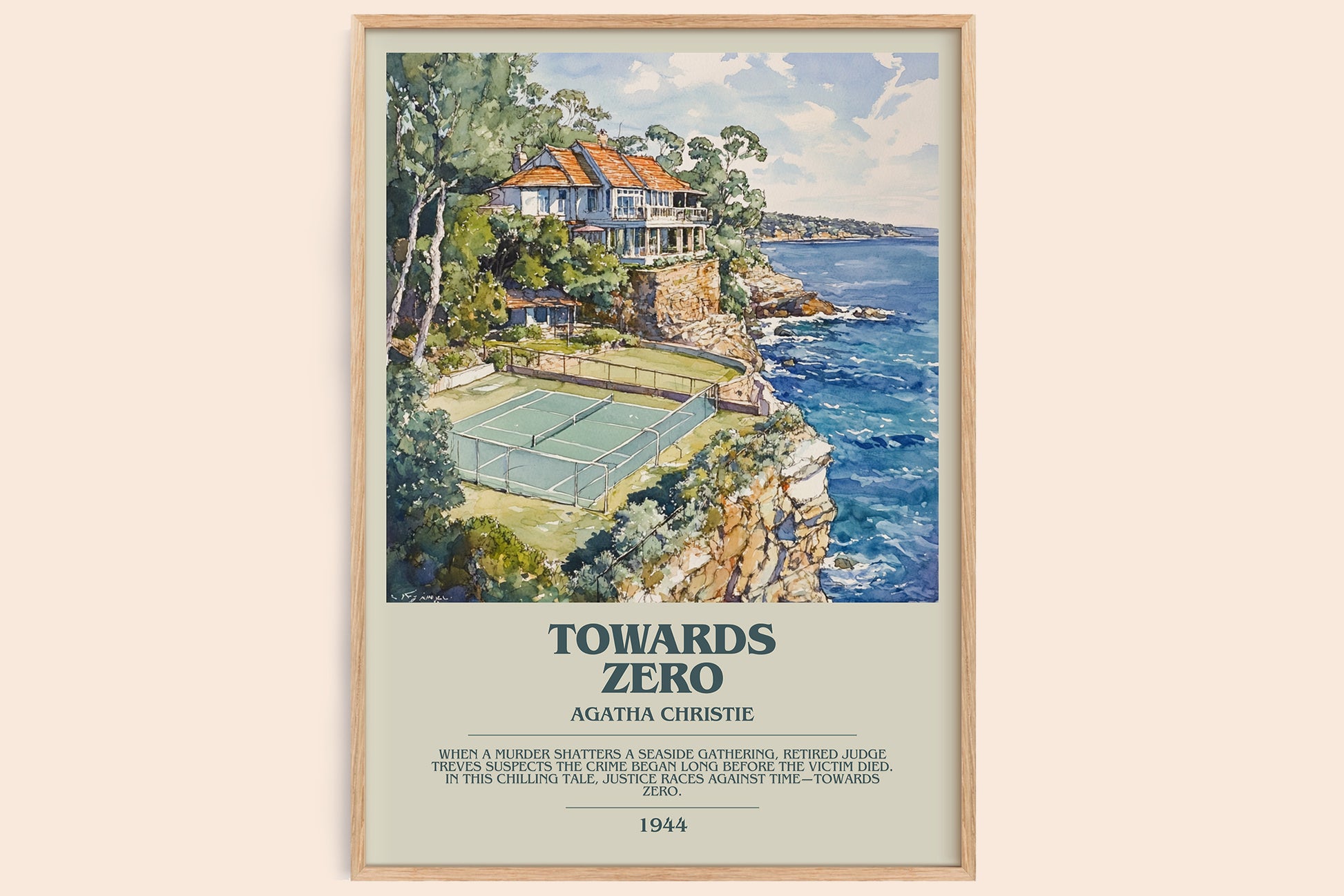 Towards Zero bookish book poster by Agatha Christie – framed literary art print
