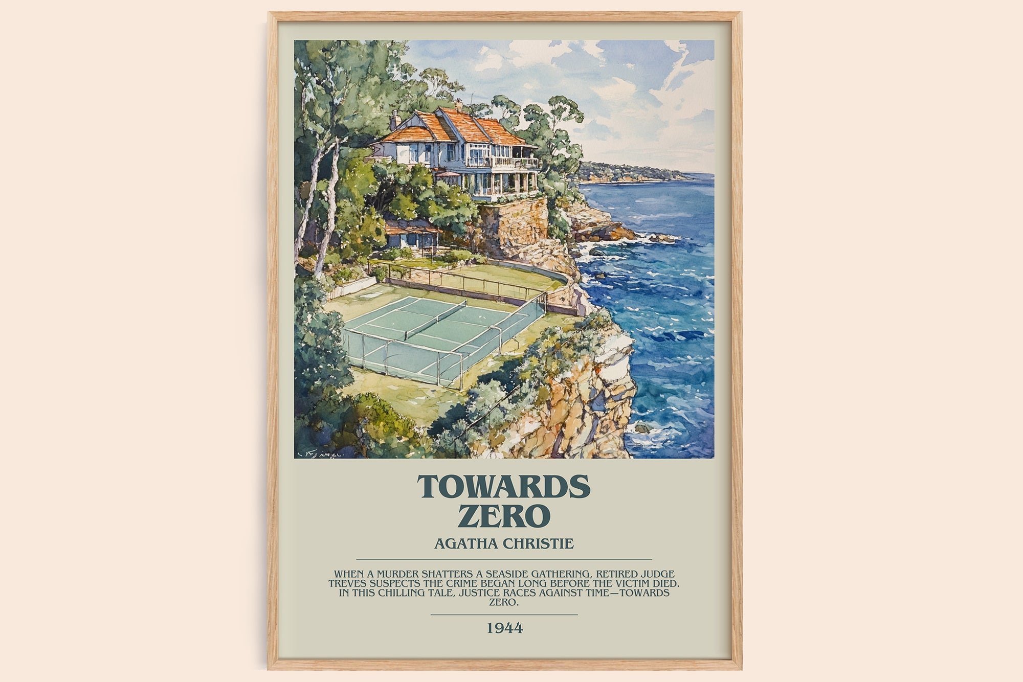 Towards Zero bookish book poster by Agatha Christie – framed literary art print