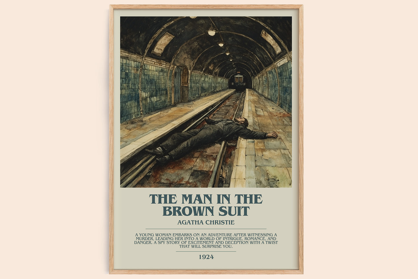 The Man in the Brown Suit bookish book poster by Agatha Christie – framed literary art print