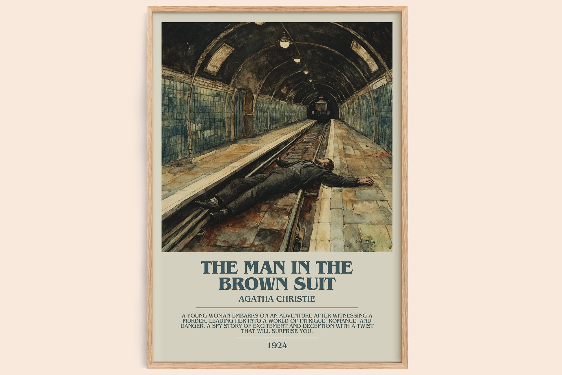 The Man in the Brown Suit bookish book poster by Agatha Christie – framed literary art print