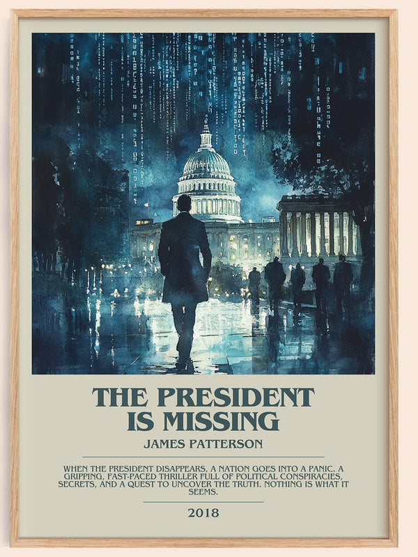 The President Is Missing bookish book poster by James Patterson – framed literary art print