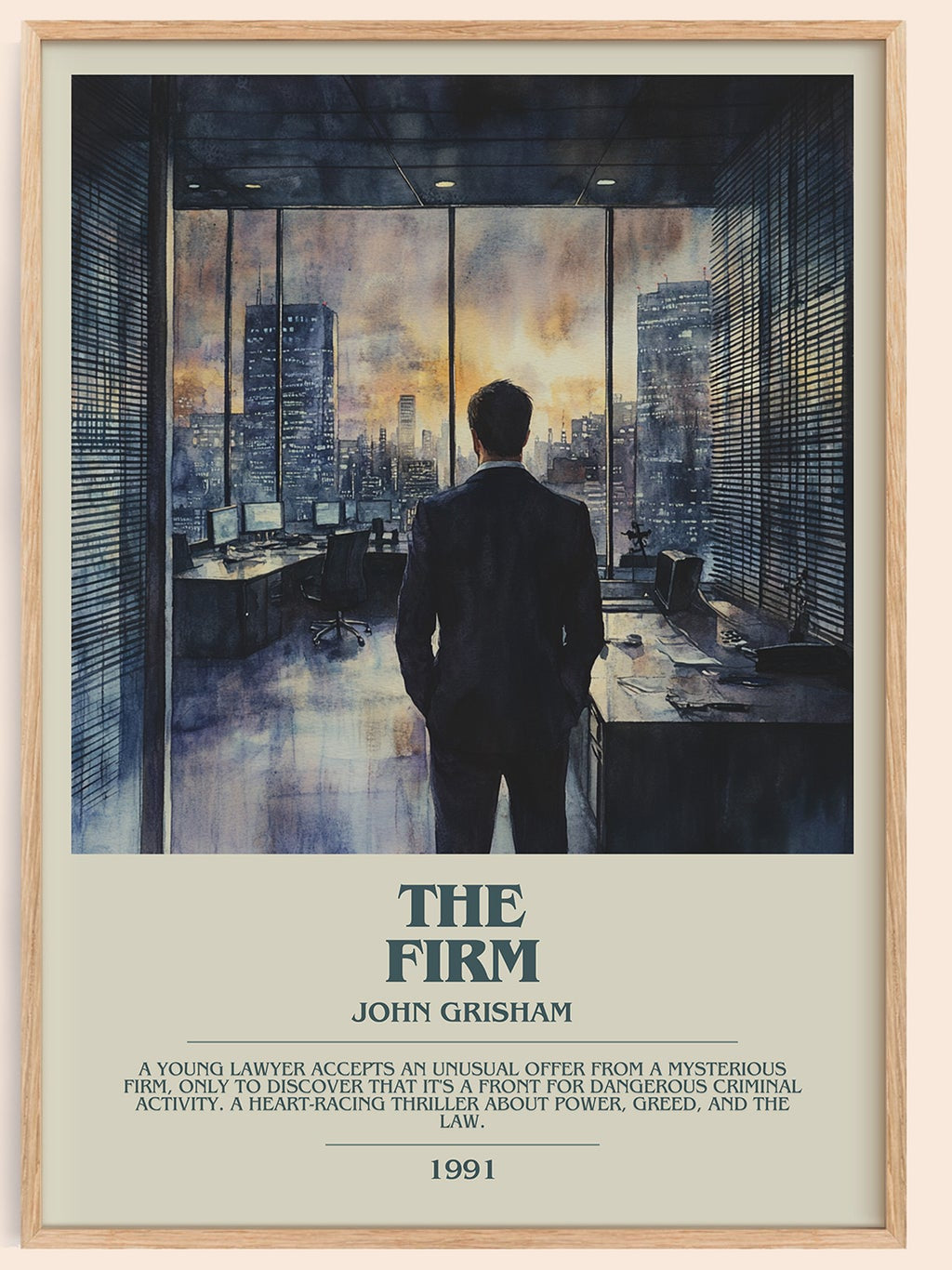 The Firm bookish book poster by John Grisham – framed literary art print