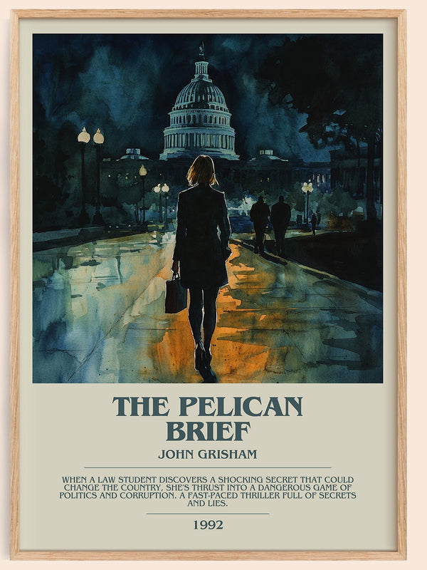The Pelican Brief bookish book poster by John Grisham – framed literary art print