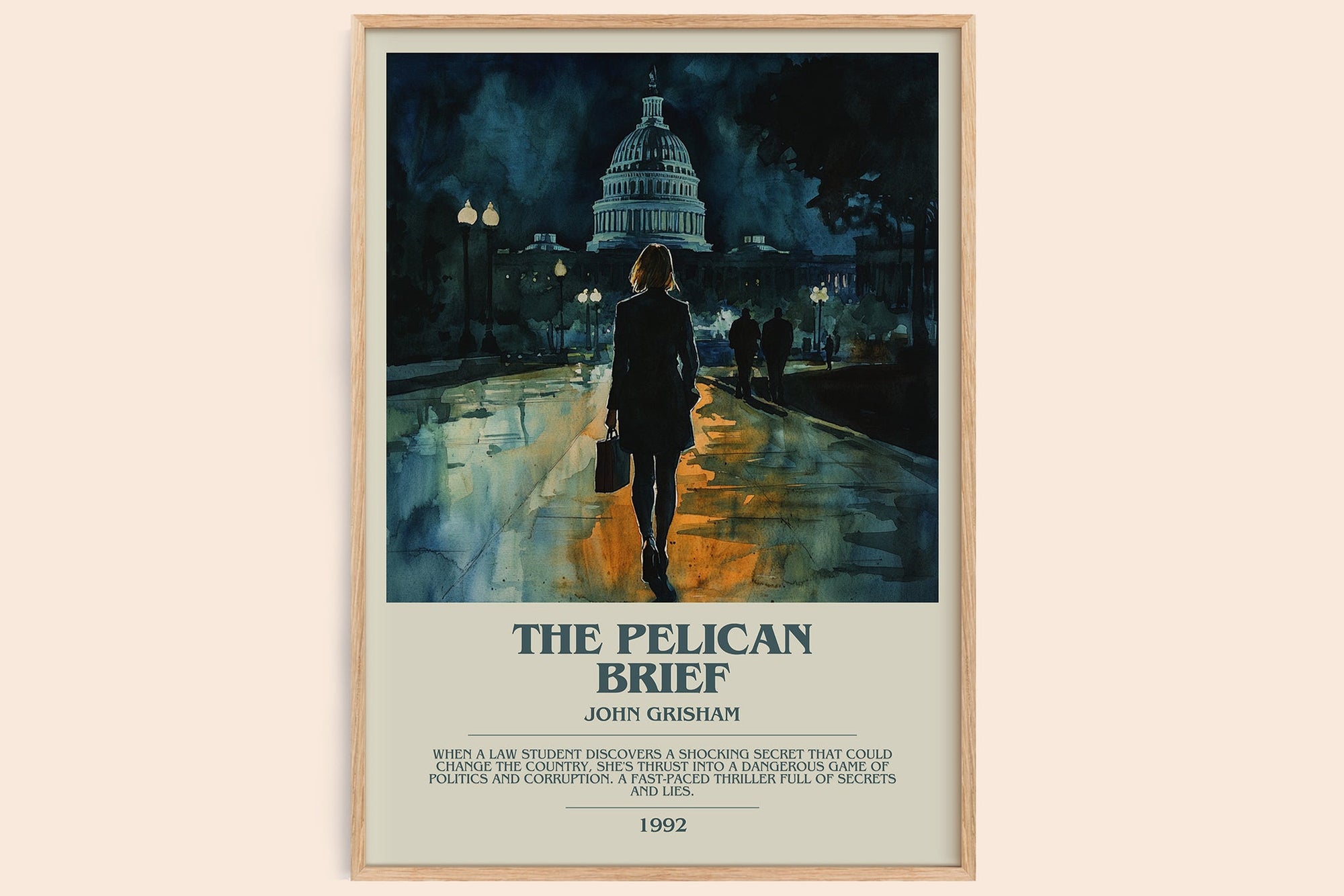 The Pelican Brief bookish book poster by John Grisham – framed literary art print