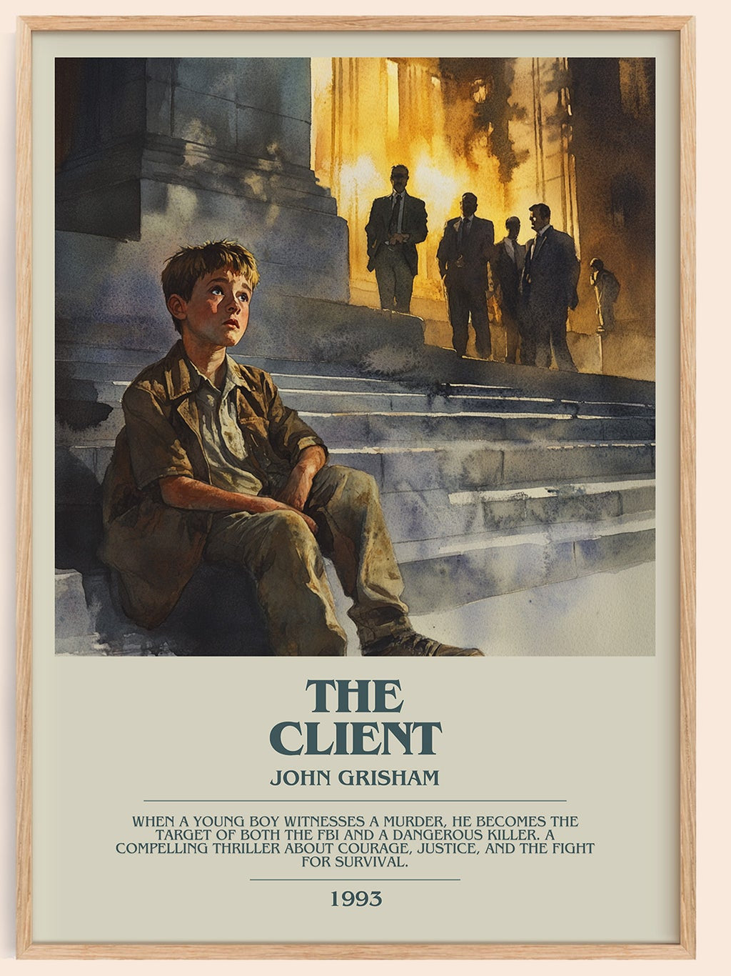 The Client bookish book poster by John Grisham – framed literary art print