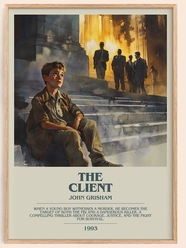 The Client bookish book poster by John Grisham – framed literary art print