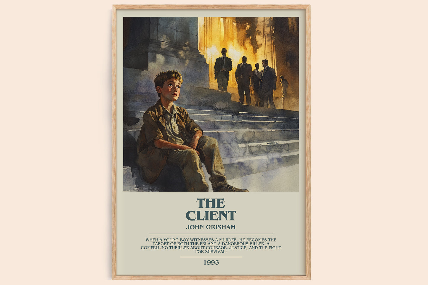 The Client bookish book poster by John Grisham – framed literary art print