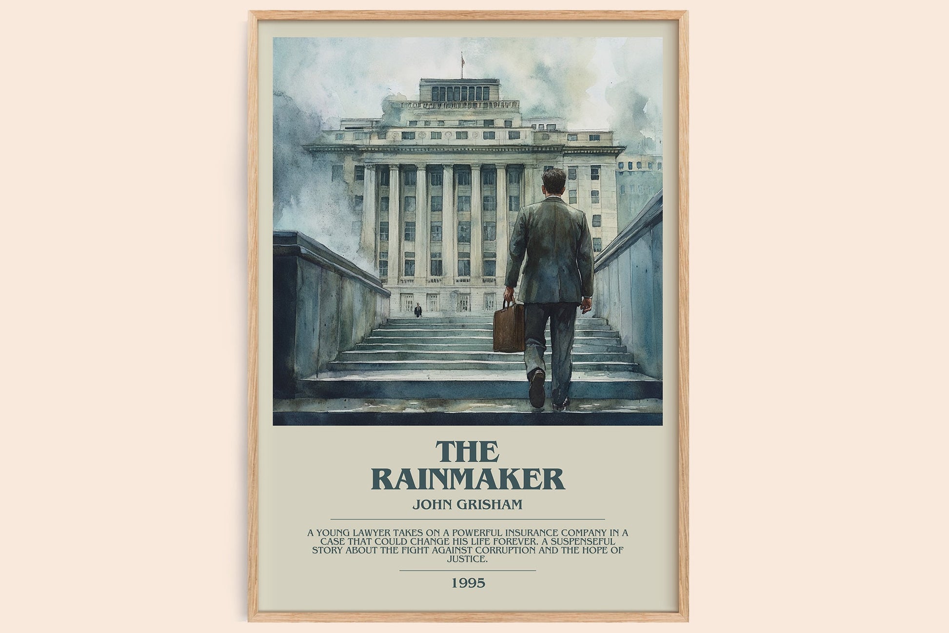 The Rainmaker bookish book poster by John Grisham – framed literary art print