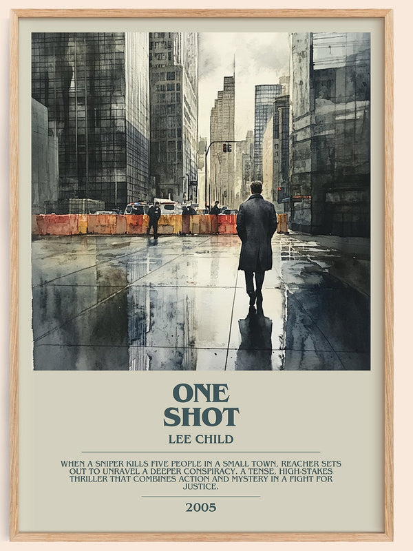 One Shot bookish book poster by Lee Child – framed literary art print
