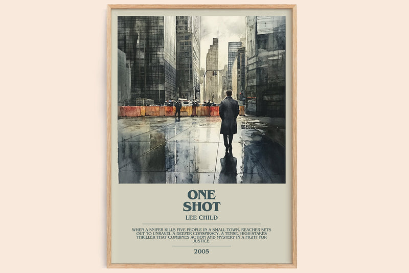 One Shot bookish book poster by Lee Child – framed literary art print