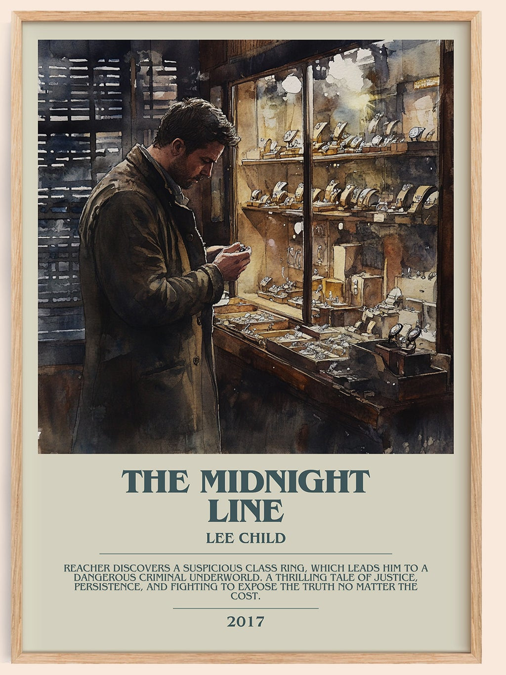 The Midnight Line bookish book poster by Lee Child – framed literary art print