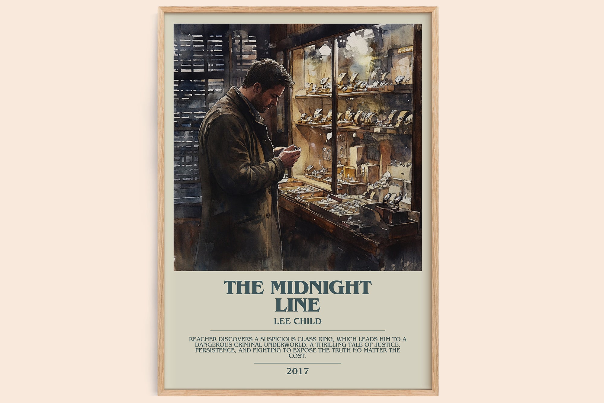 The Midnight Line bookish book poster by Lee Child – framed literary art print