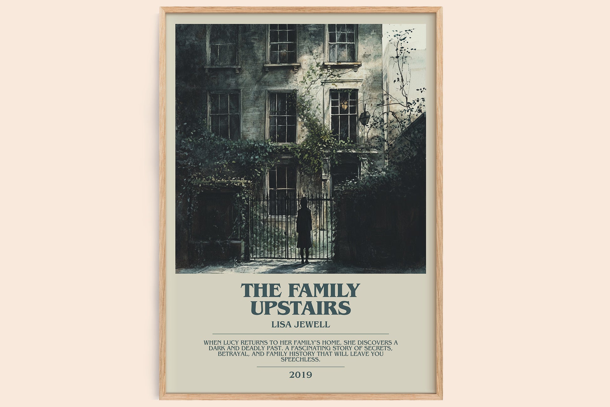 The Family Upstairs bookish book poster by Lisa Jewell – framed literary art print