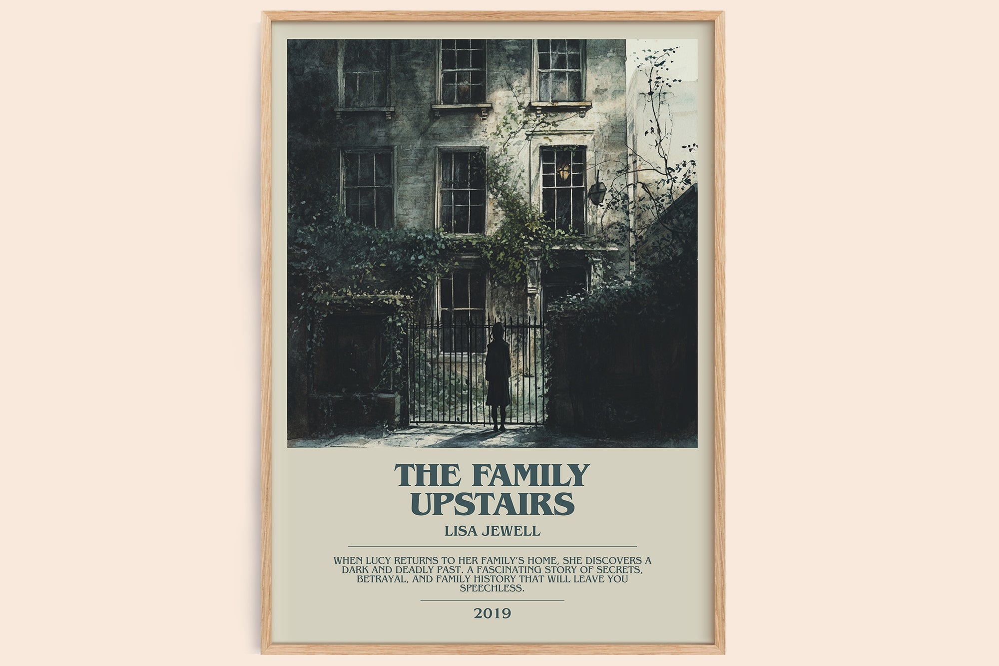 The Family Upstairs bookish book poster by Lisa Jewell – framed literary art print