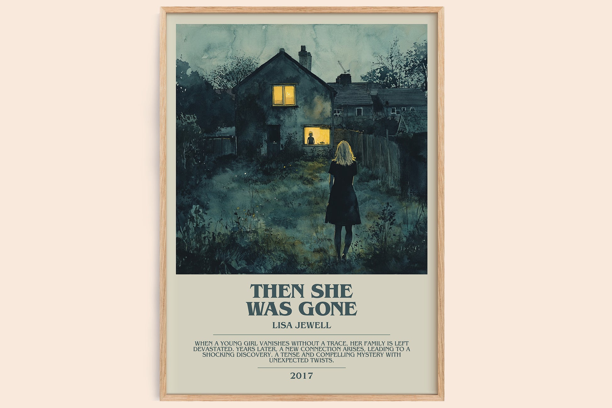 Then She Was Gone bookish book poster by Lisa Jewell – framed literary art print