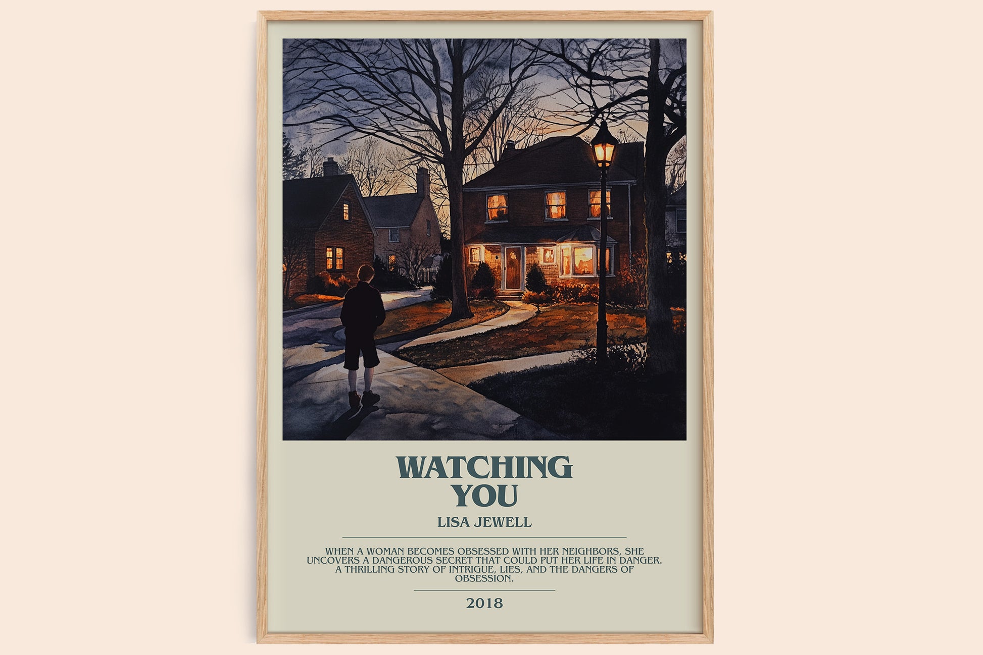 Watching You bookish book poster by Lisa Jewell – framed literary art print