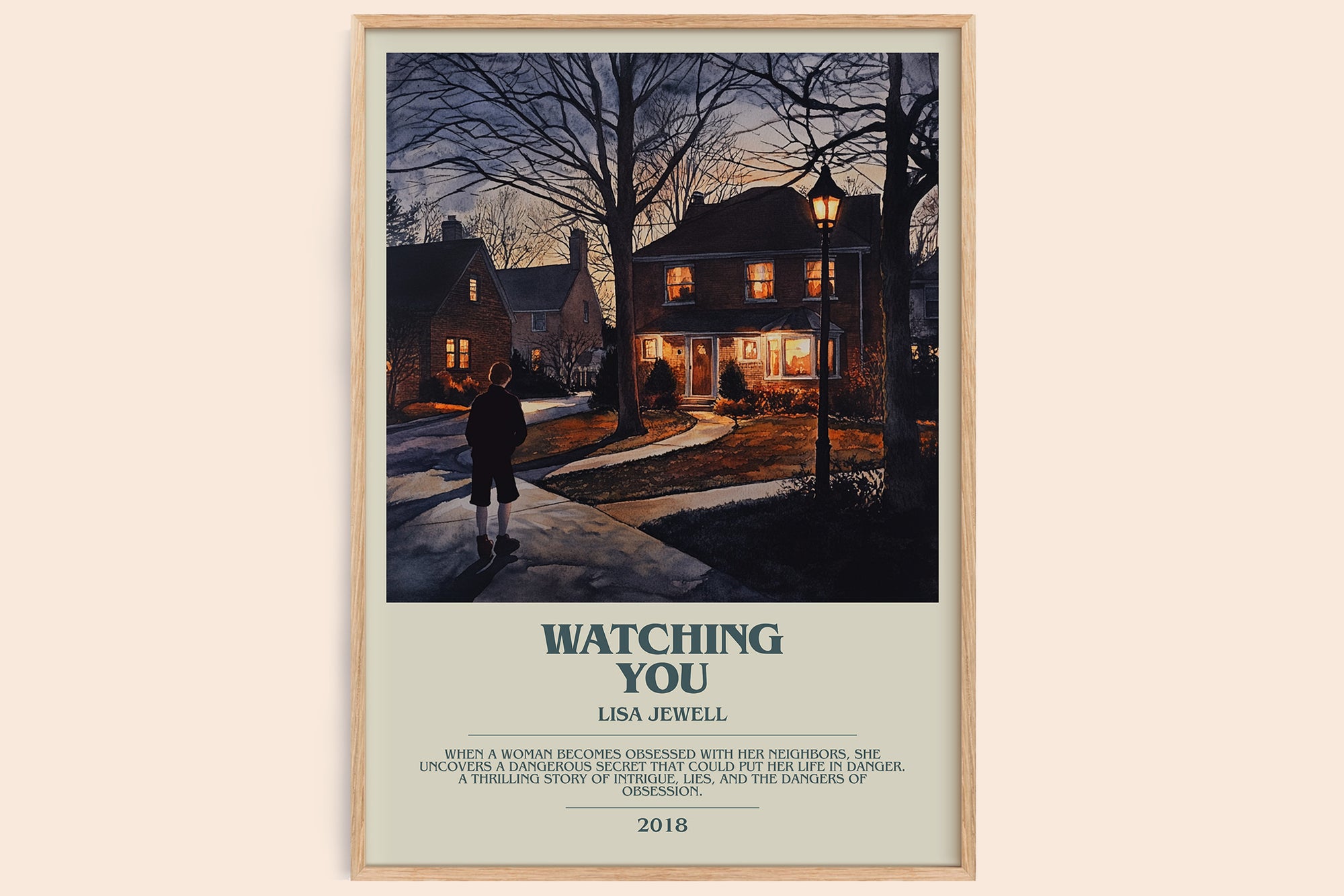 Watching You bookish book poster by Lisa Jewell – framed literary art print