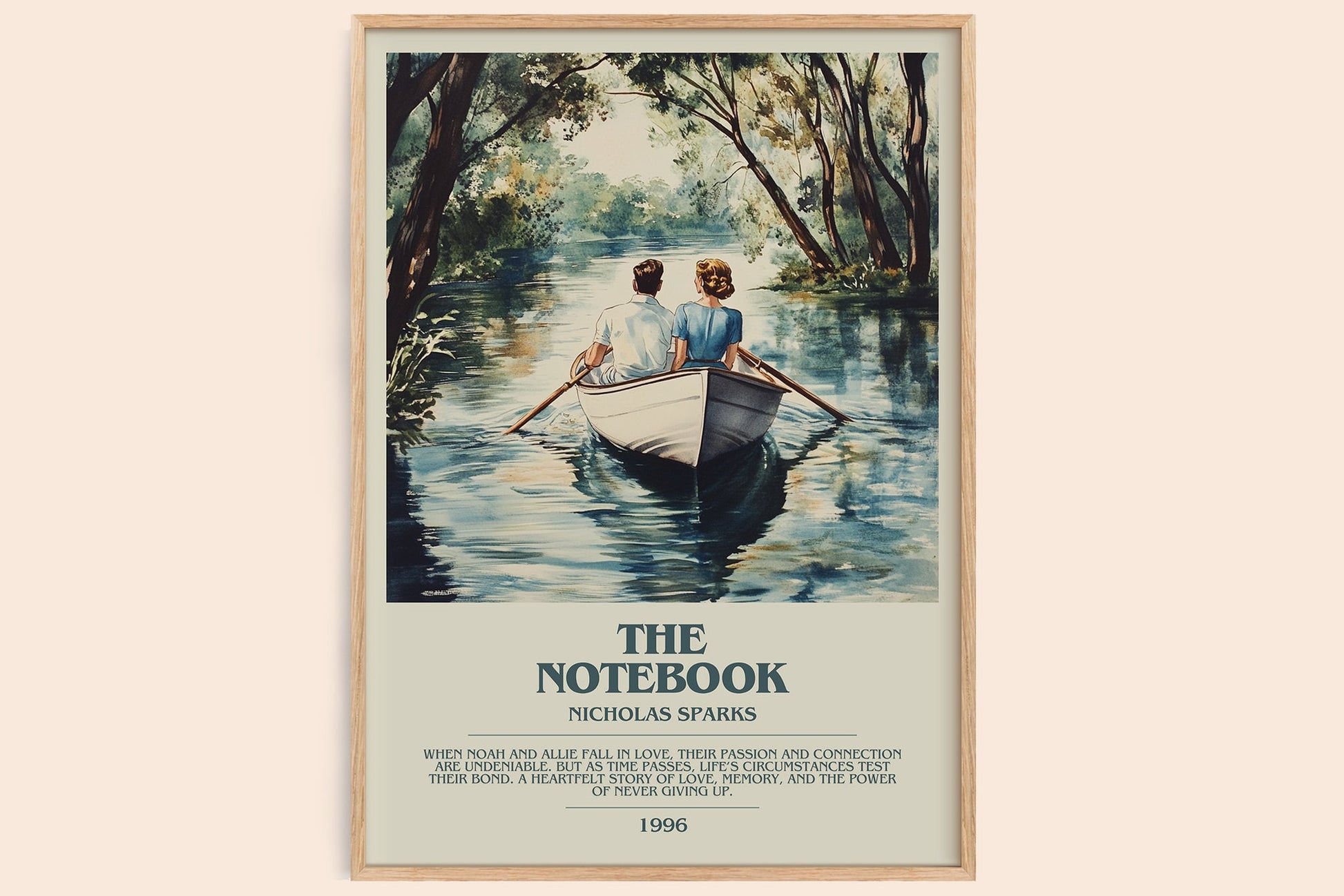 The Notebook bookish book poster by Nicholas Sparks – framed literary art print