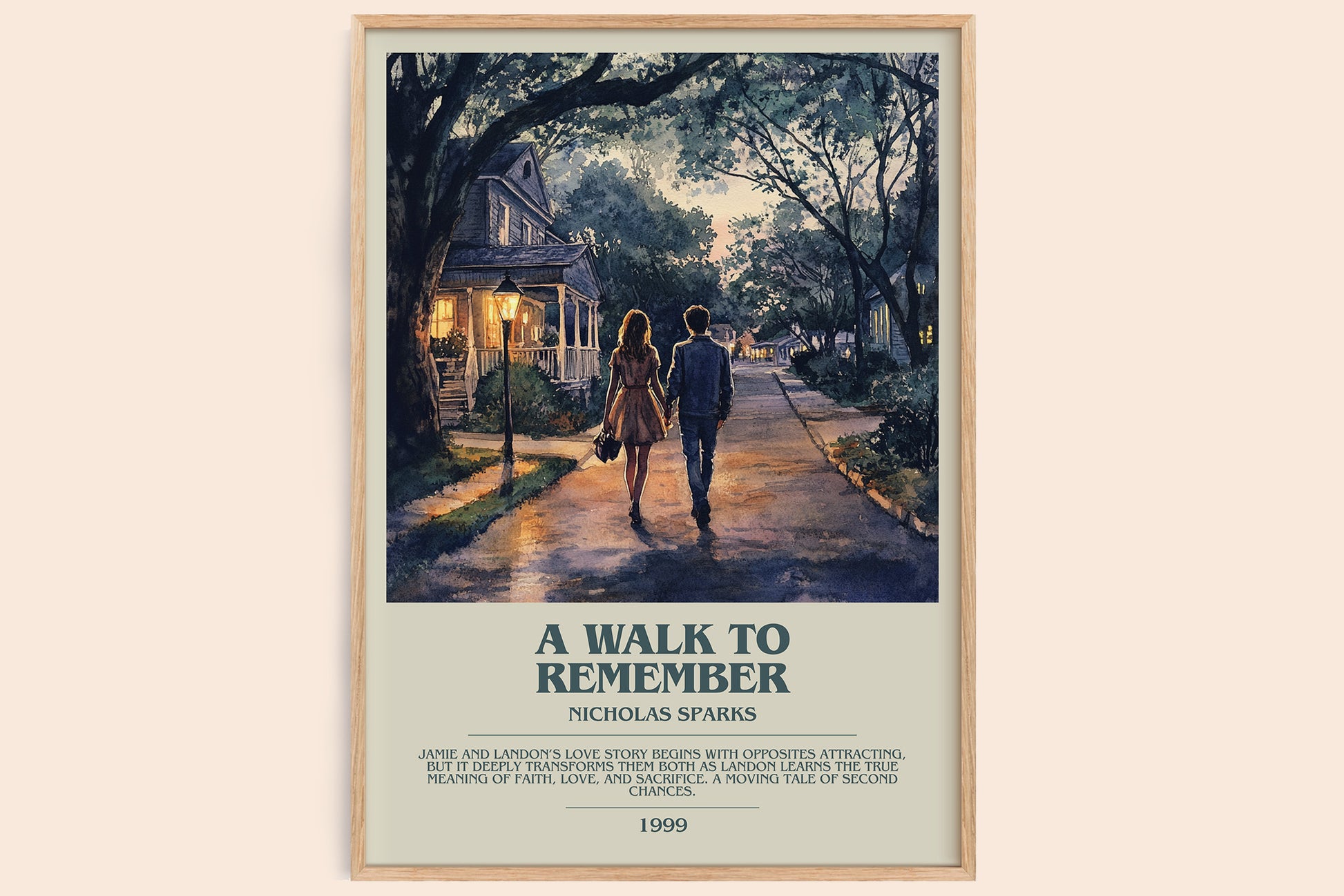 A Walk to Remember bookish book poster by Nicholas Sparks – framed literary art print