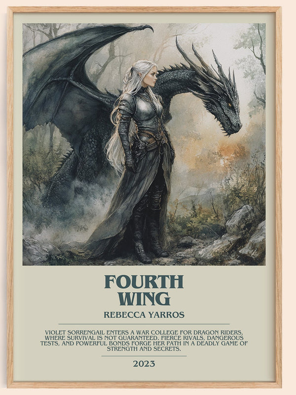Fourth Wing bookish book poster by Rebecca Yarros – framed literary art print