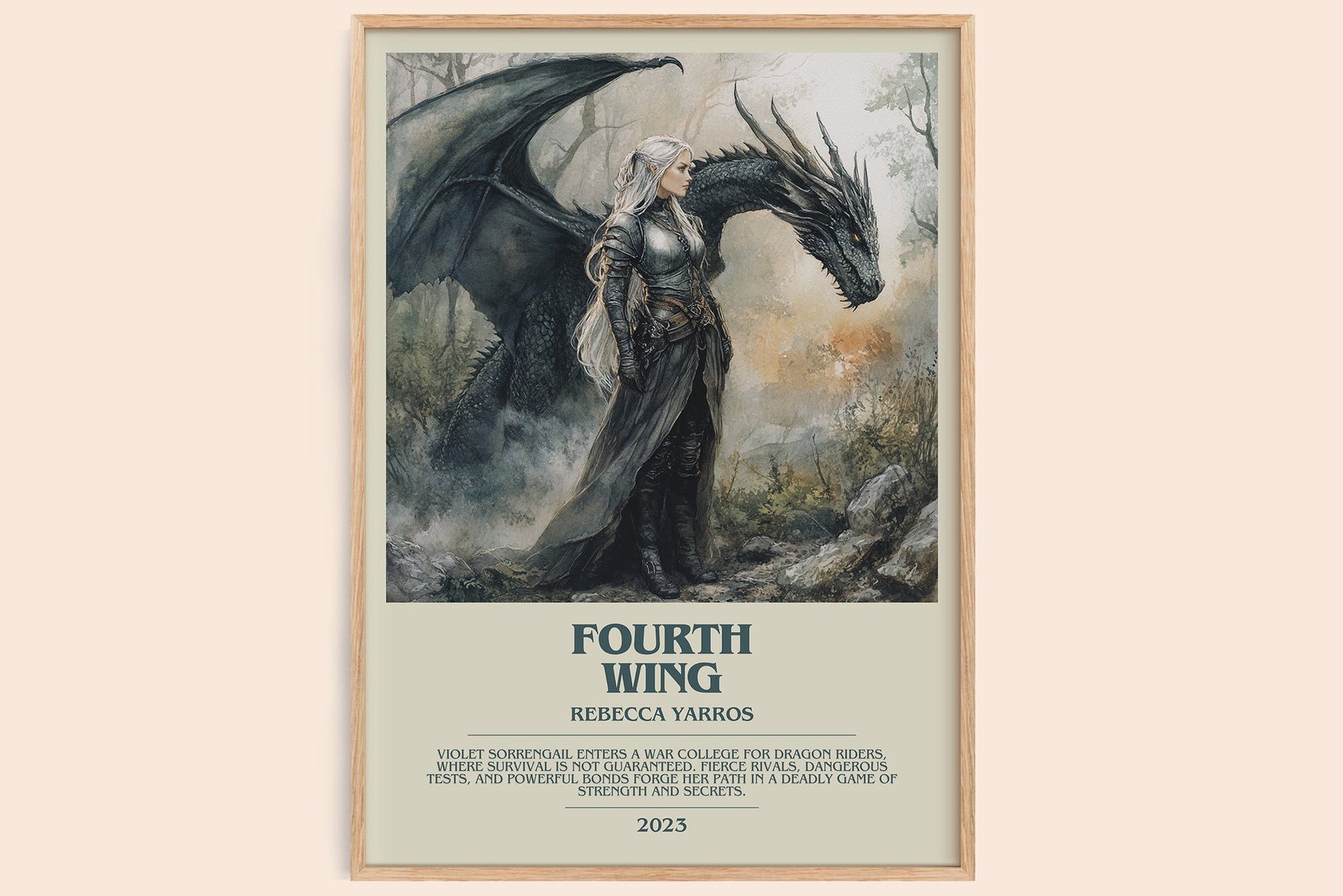 Fourth Wing bookish book poster by Rebecca Yarros – framed literary art print