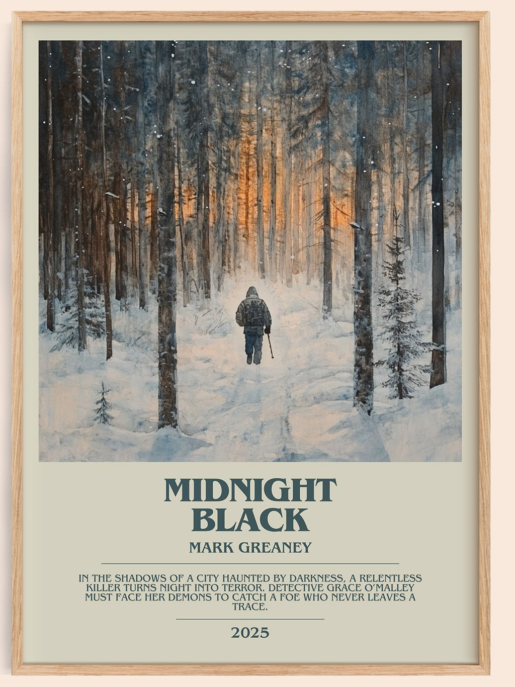 Midnight Black bookish book poster by Mark Greaney – framed literary art print
