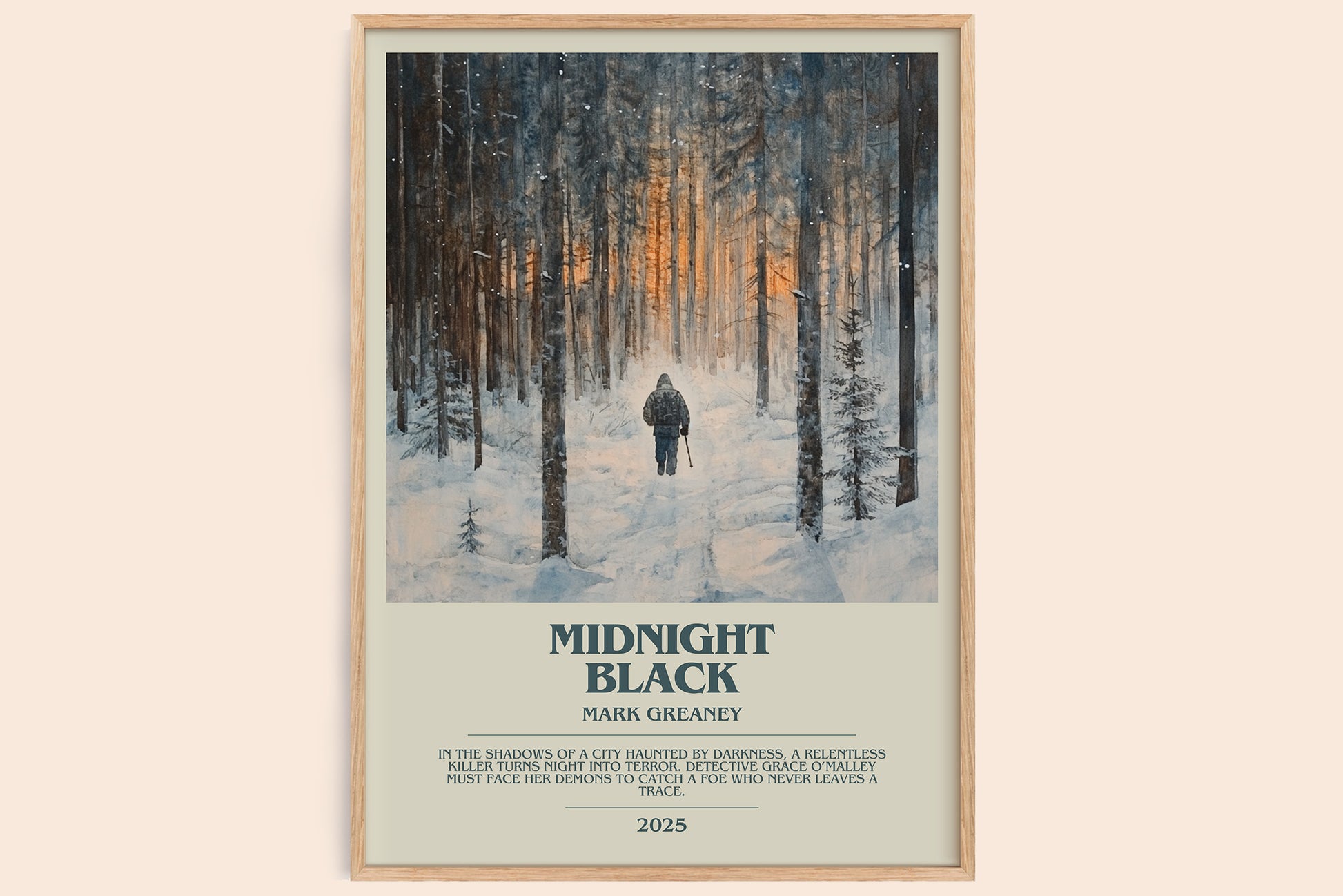 Midnight Black bookish book poster by Mark Greaney – framed literary art print