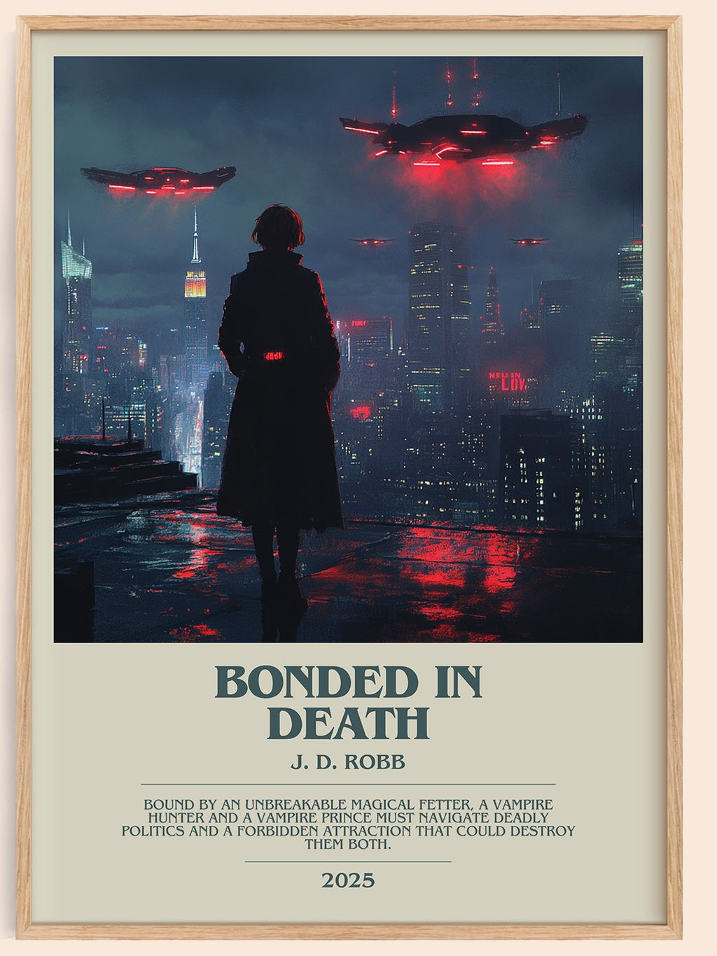 Bonded in Death bookish book poster by J. D. Robb – framed literary art print