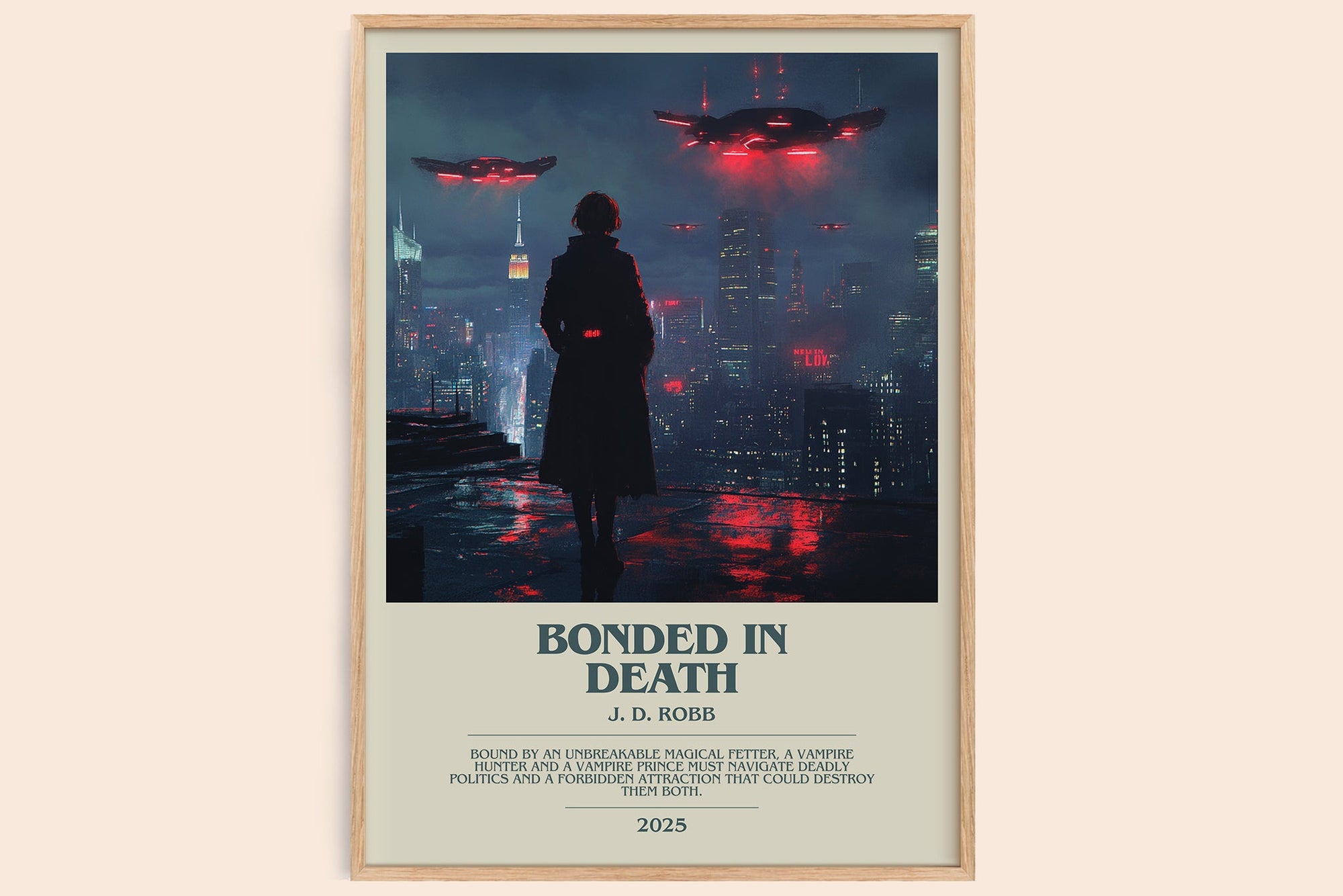 Bonded in Death bookish book poster by J. D. Robb – framed literary art print