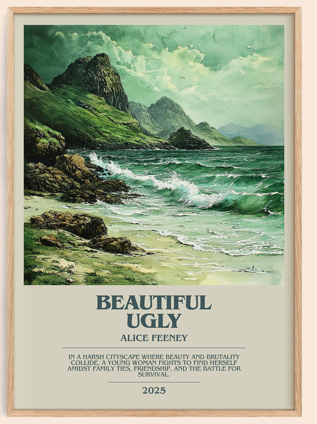 Beautiful Ugly bookish book poster by Alice Feeney – framed literary art print