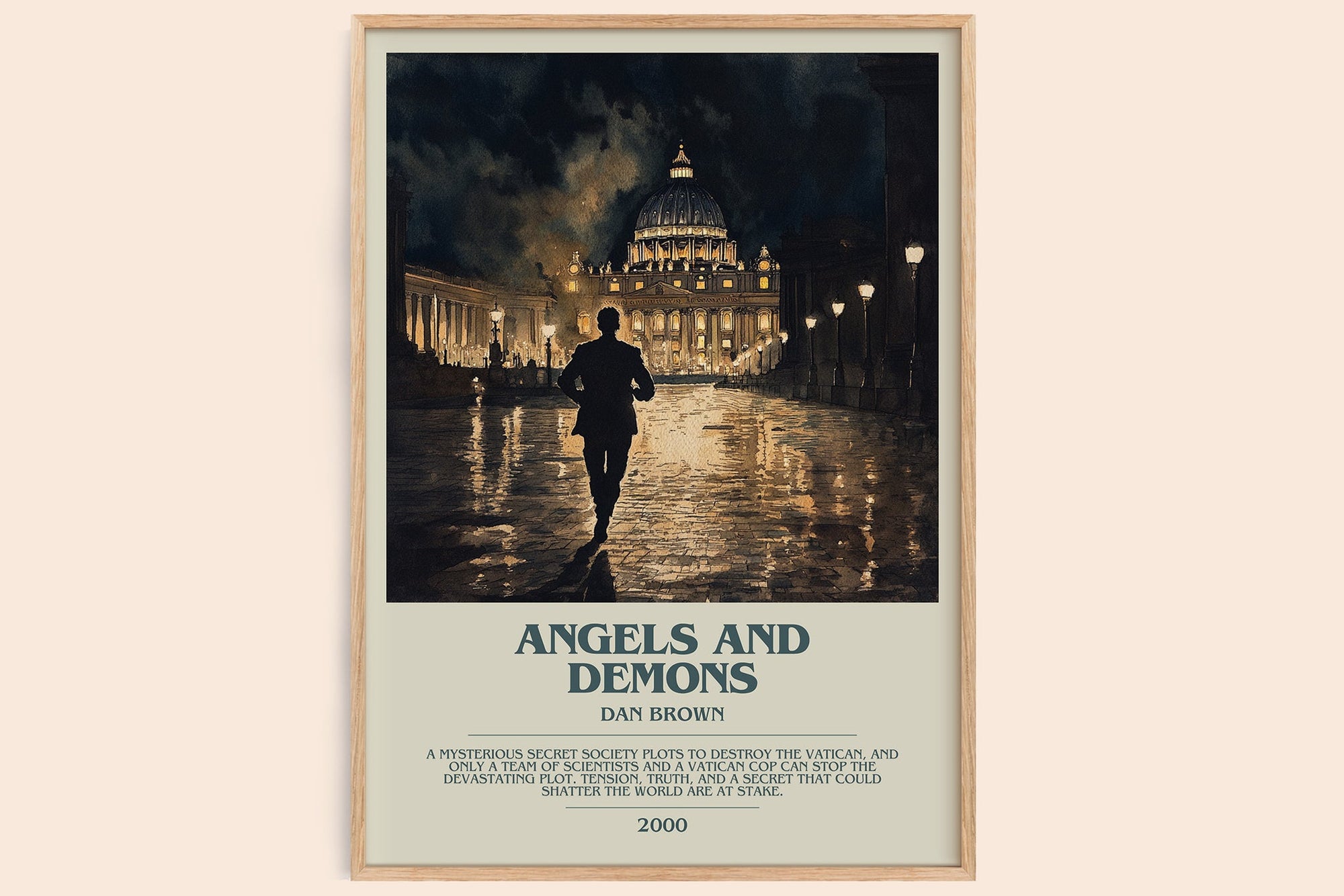 Angels And Demons bookish book poster by Dan Brown – framed literary art print