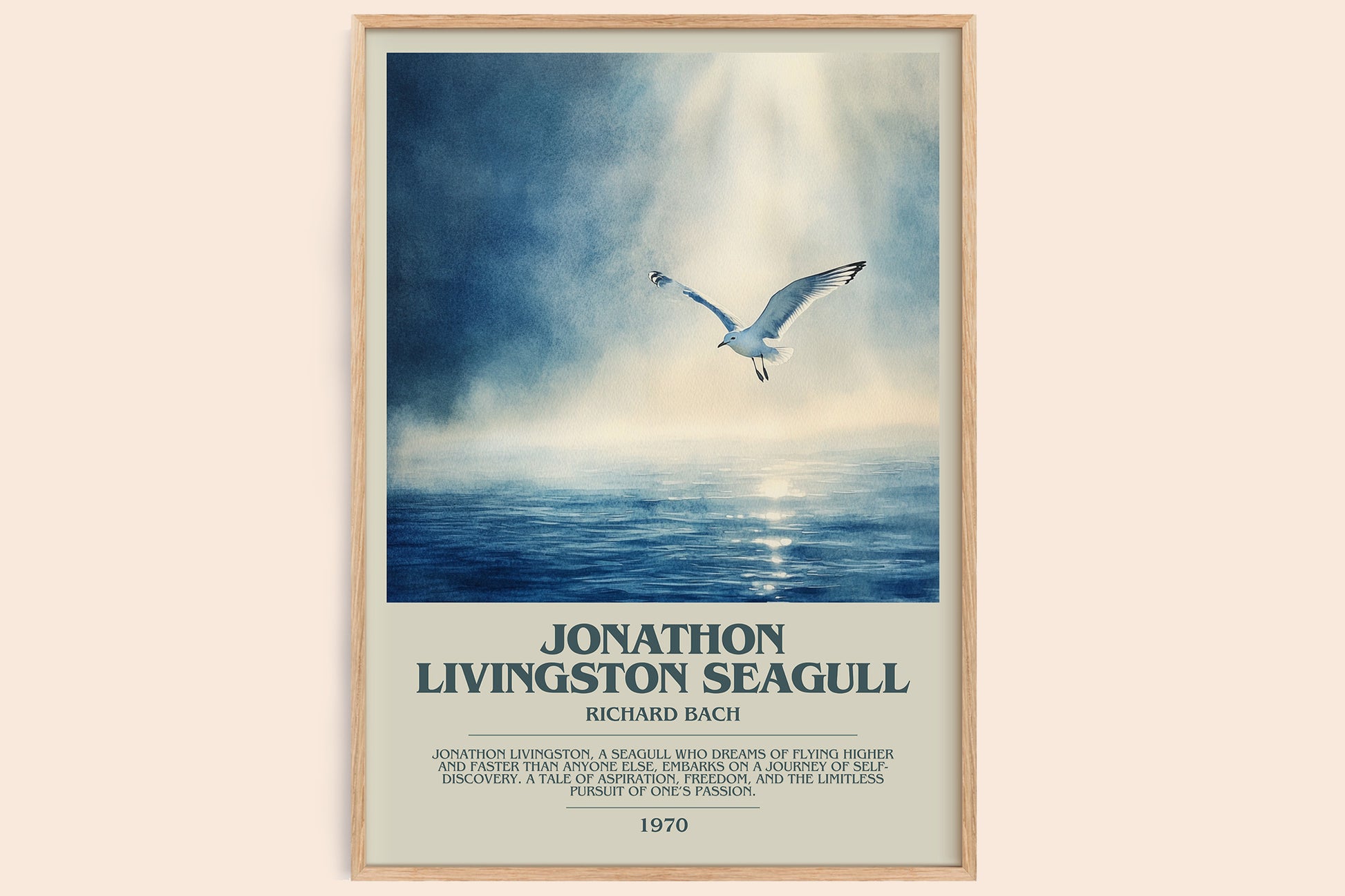 Jonathan Livingston Seagull bookish book poster by RICHARD BACH – framed literary art print
