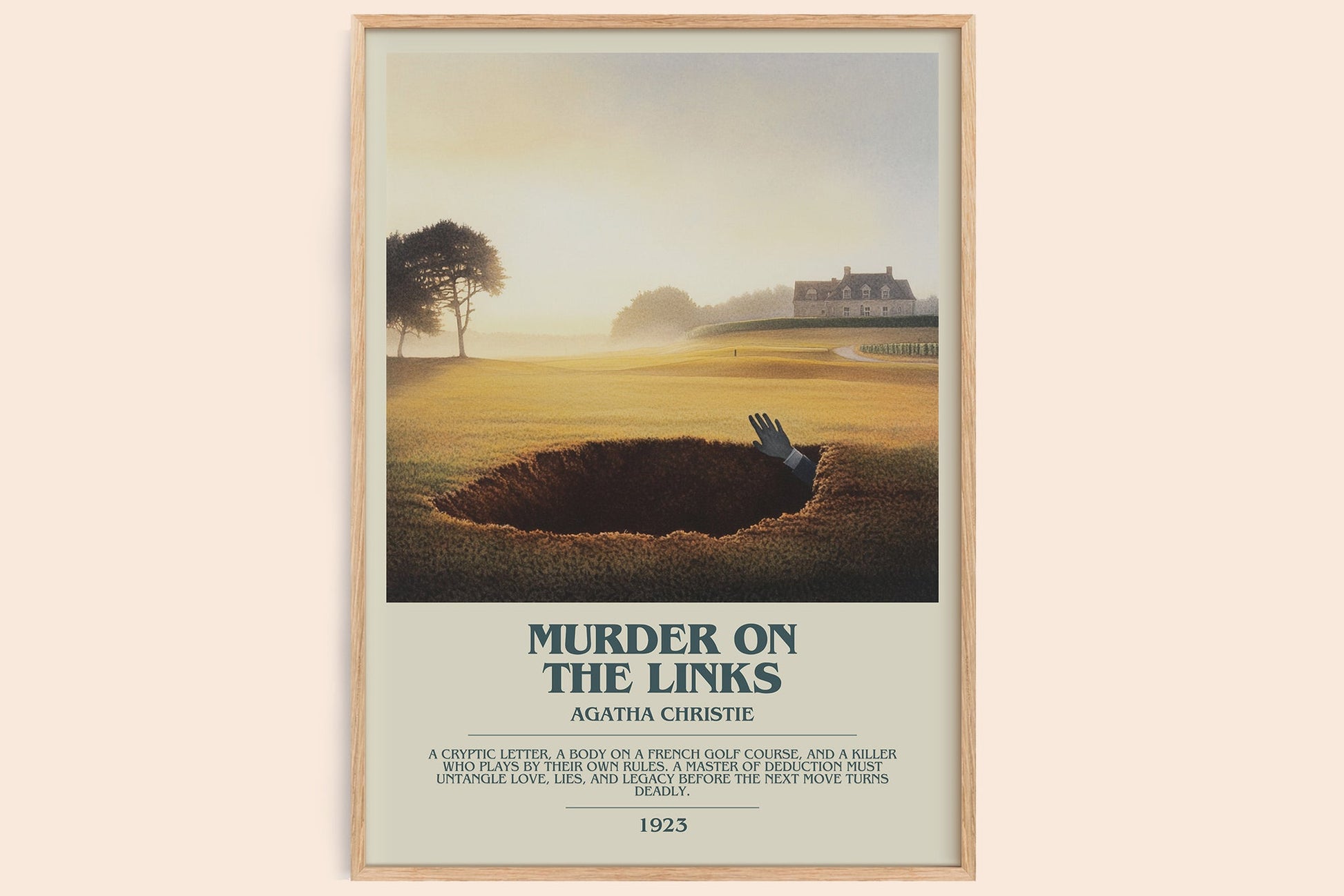 The Murder on the Links bookish book poster by Agatha Christie – framed literary art print