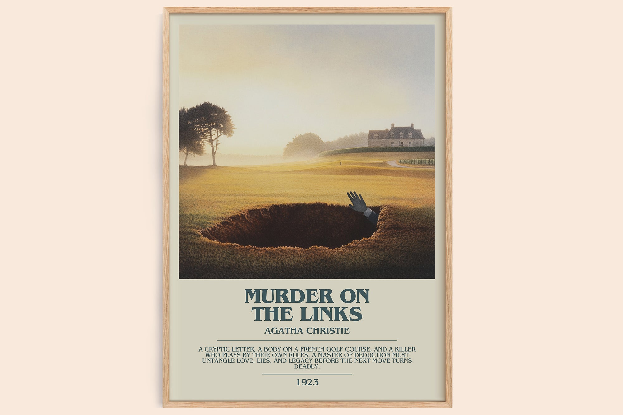The Murder on the Links bookish book poster by Agatha Christie – framed literary art print