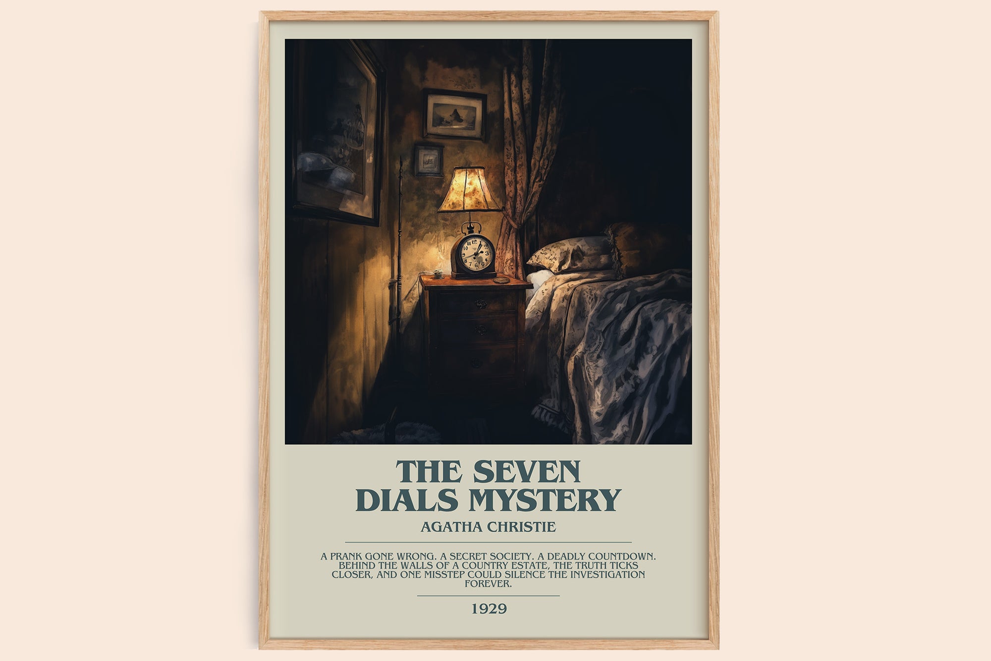The Seven Dials Mystery bookish book poster by Agatha Christie – framed literary art print