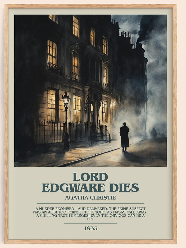 Lord Edgware Dies bookish book poster by Agatha Christie – framed literary art print
