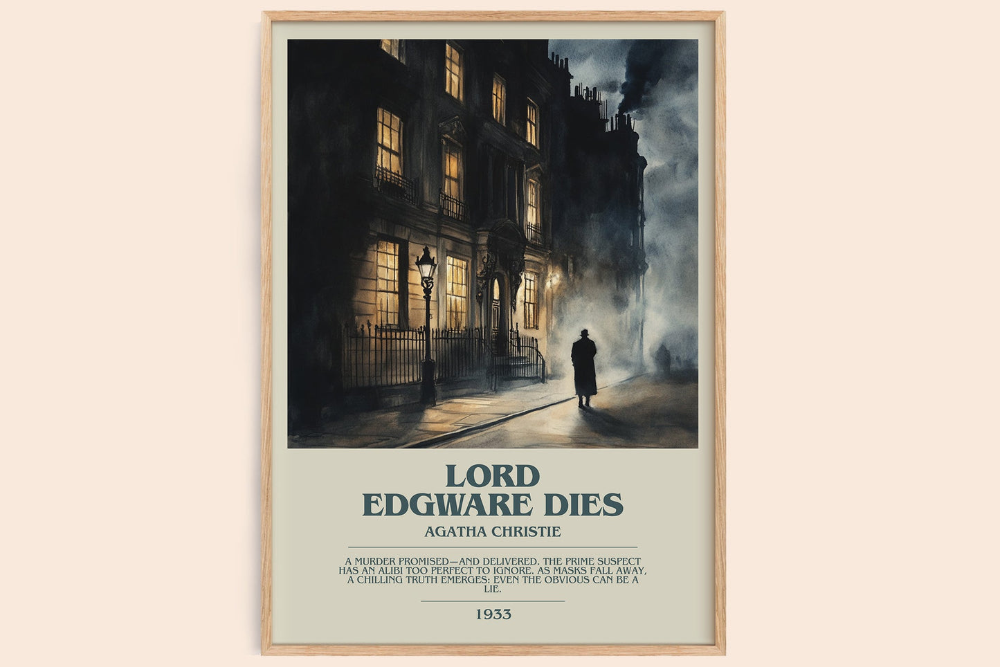 Lord Edgware Dies bookish book poster by Agatha Christie – framed literary art print