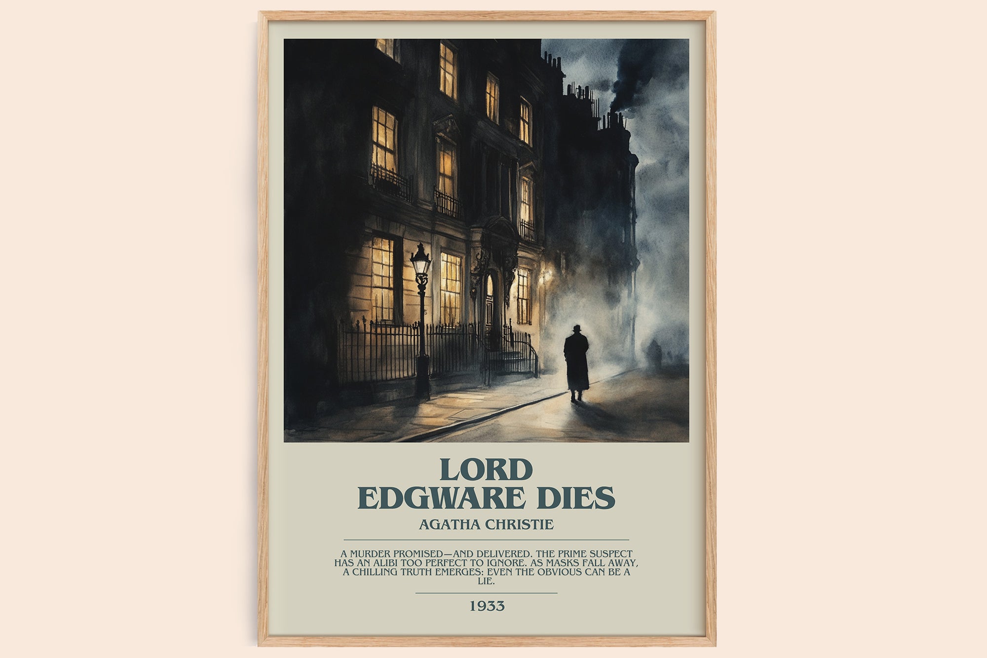 Lord Edgware Dies bookish book poster by Agatha Christie – framed literary art print