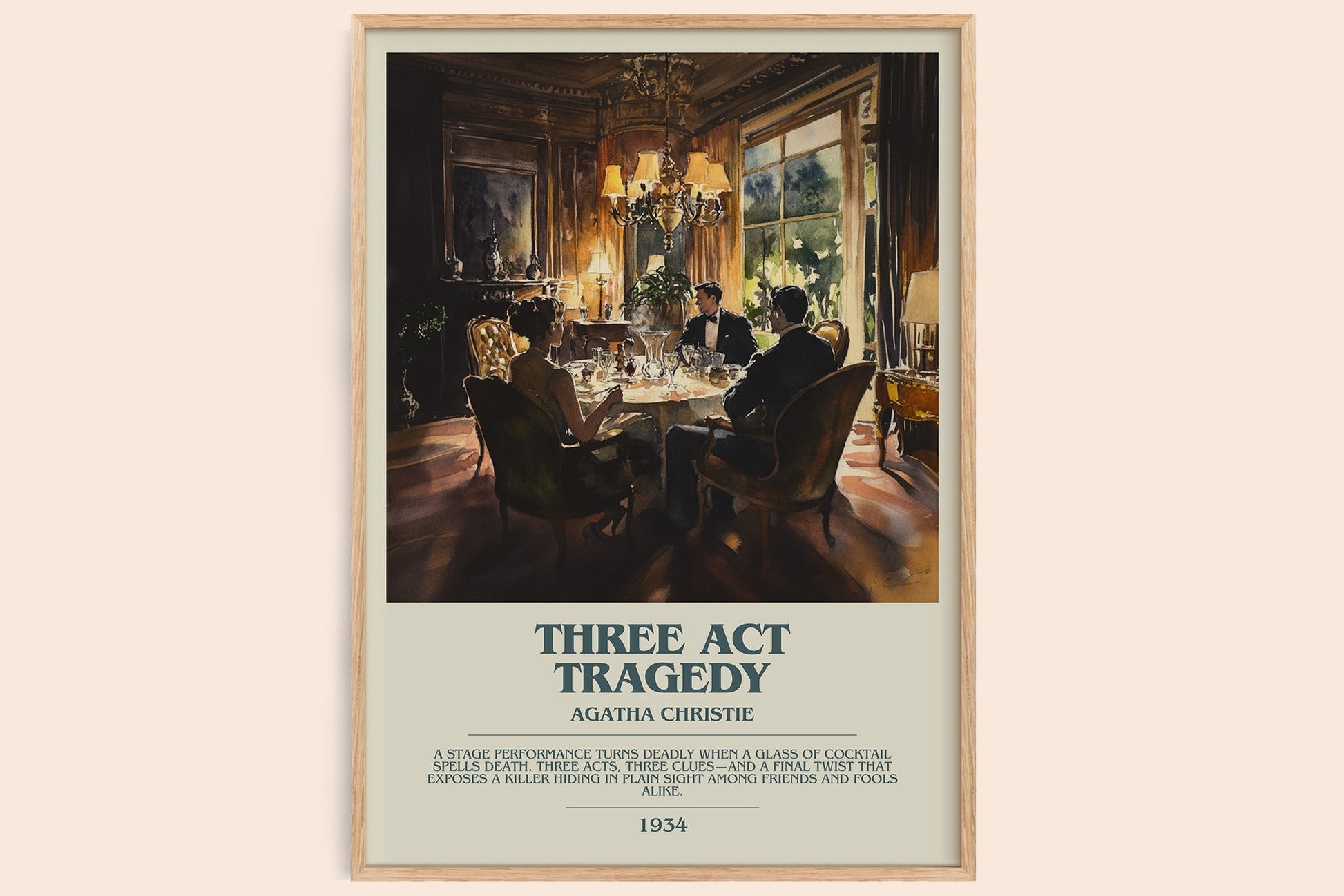 Three Act Tragedy bookish book poster by Agatha Christie – framed literary art print