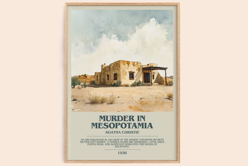 Murder in Mesopotamia bookish book poster by Agatha Christie – framed literary art print
