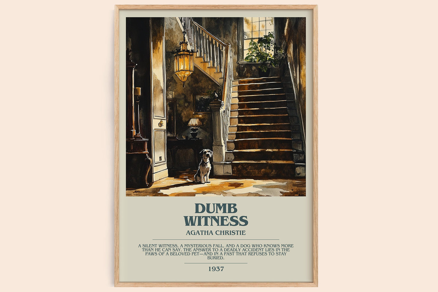 Dumb Witness bookish book poster by Agatha Christie – framed literary art print