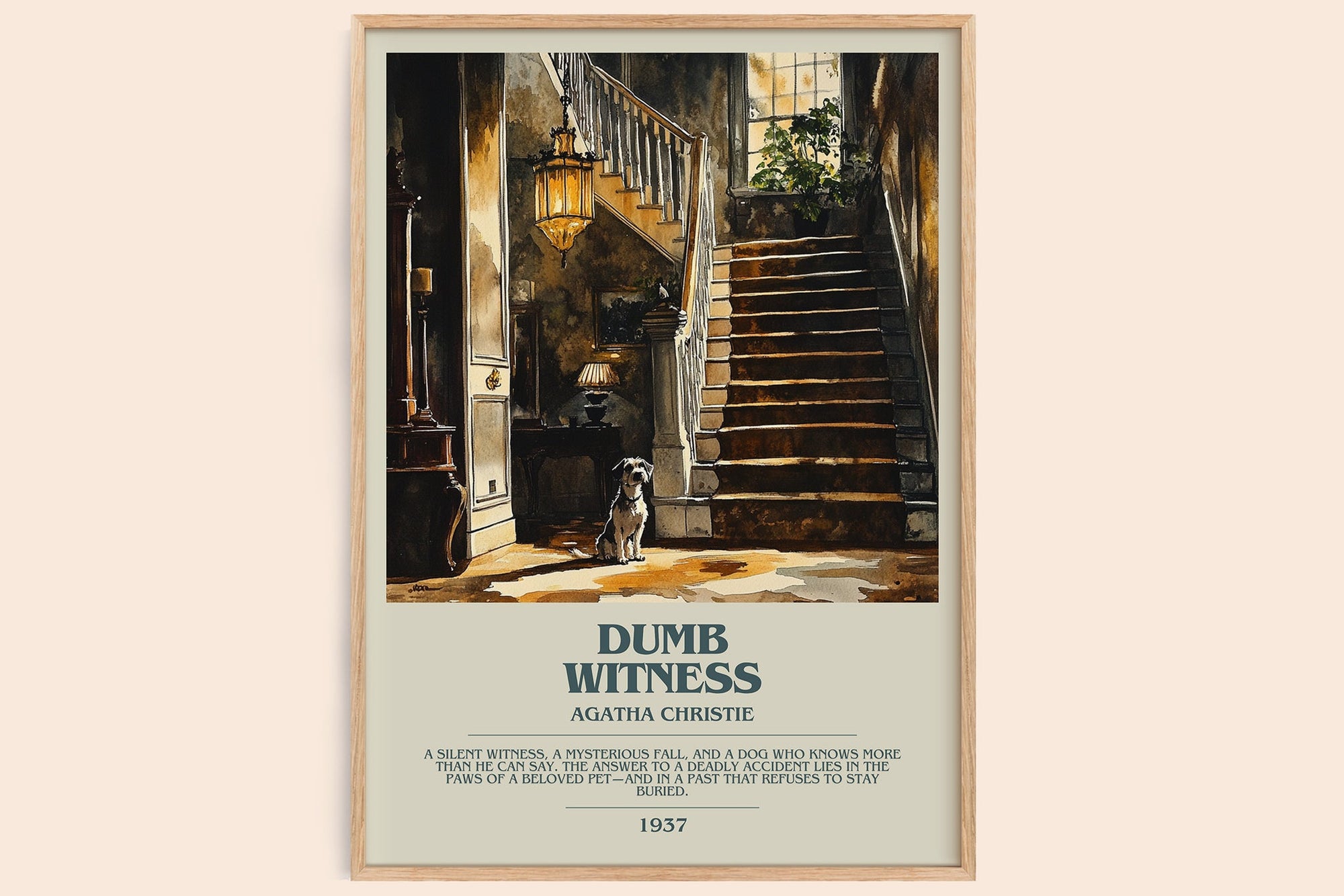 Dumb Witness bookish book poster by Agatha Christie – framed literary art print