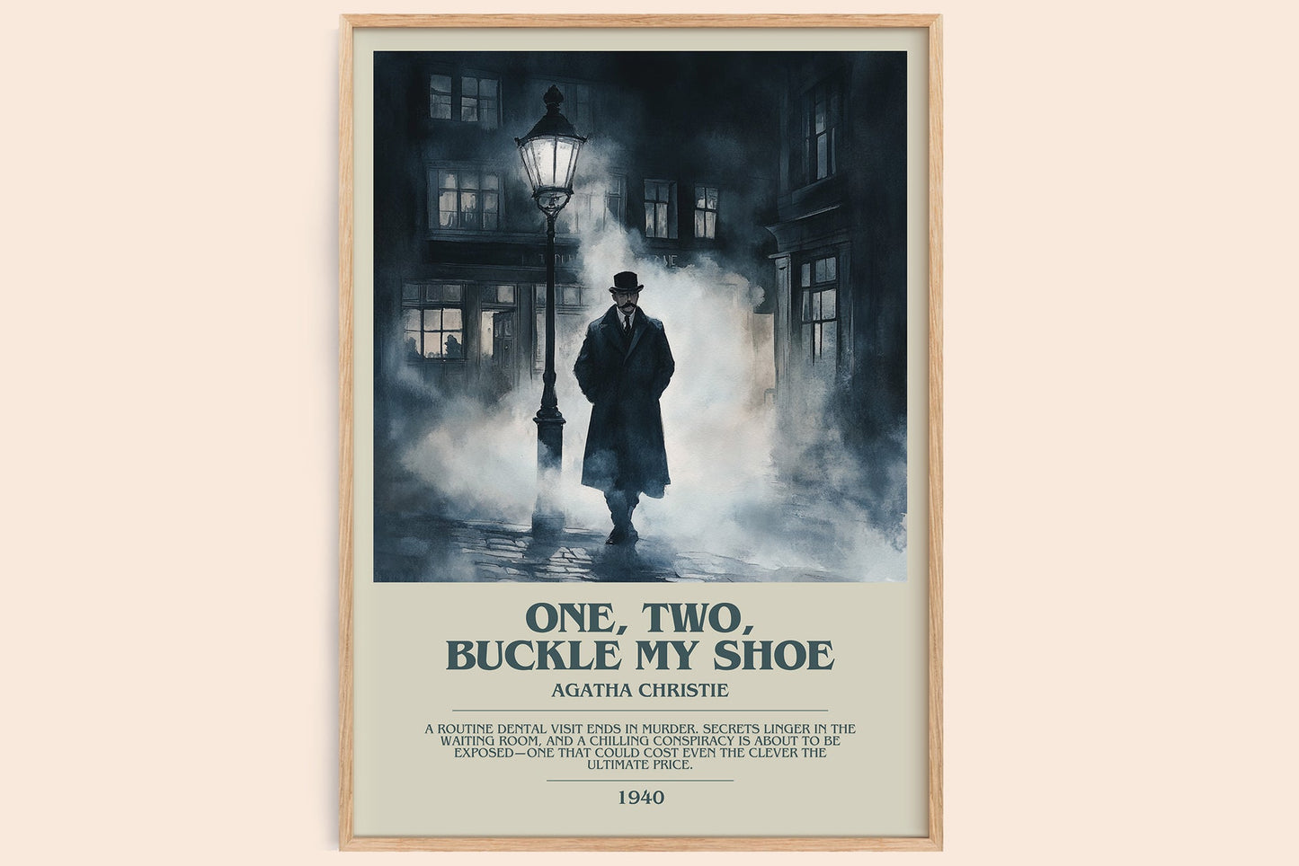 One, Two, Buckle My Shoe bookish book poster by Agatha Christie – framed literary art print