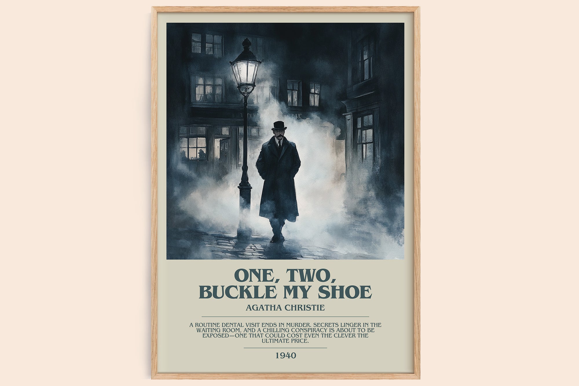 One, Two, Buckle My Shoe bookish book poster by Agatha Christie – framed literary art print