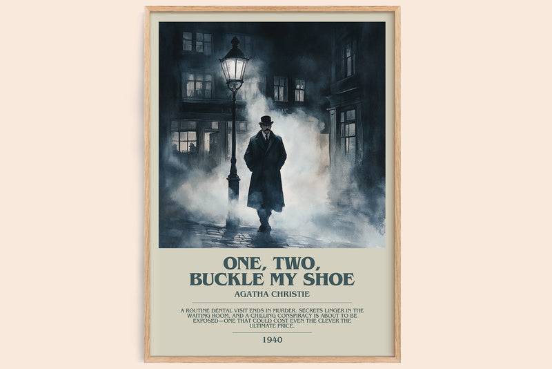One, Two, Buckle My Shoe bookish book poster by Agatha Christie – framed literary art print