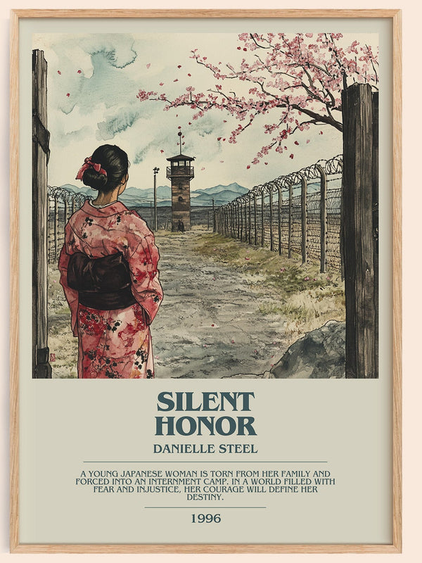 Silent Honour bookish book poster by Danielle Steel – framed literary art print